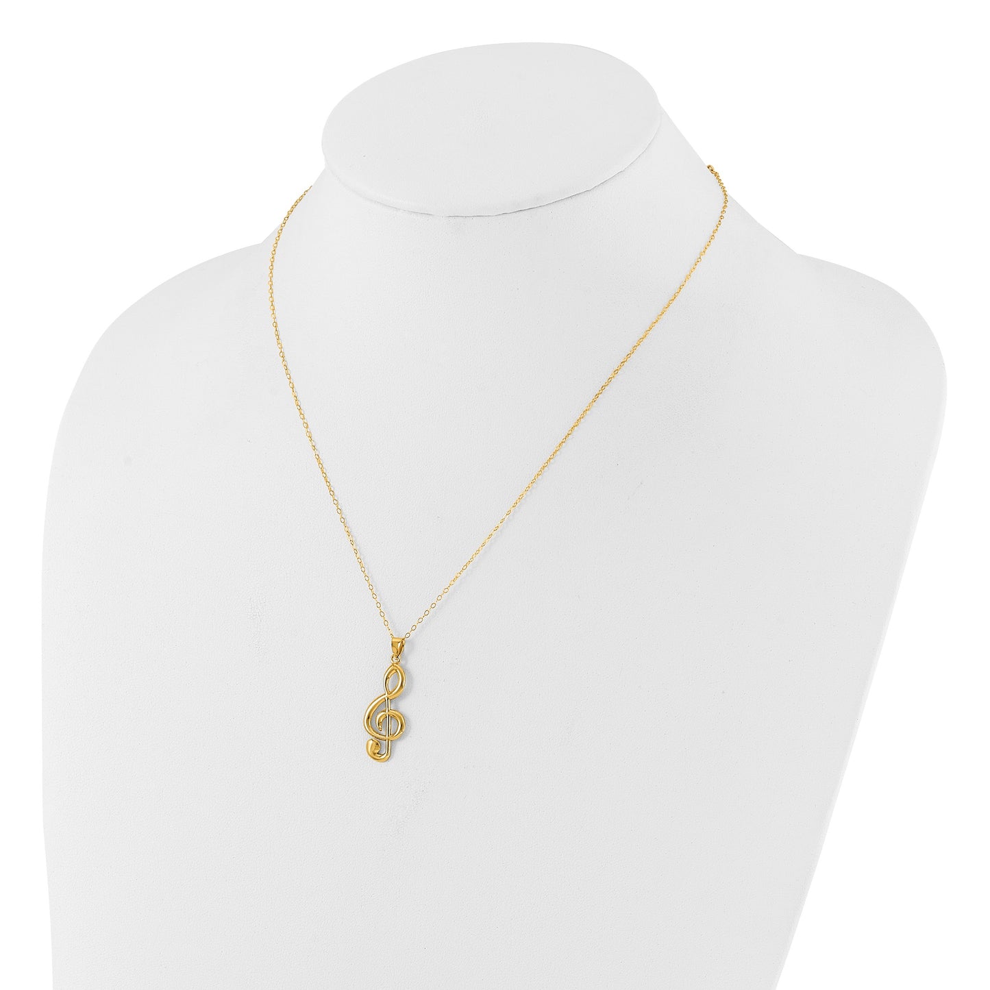Sterling Silver Gold-tone 16in w/2in ext. Treble Clef Necklace