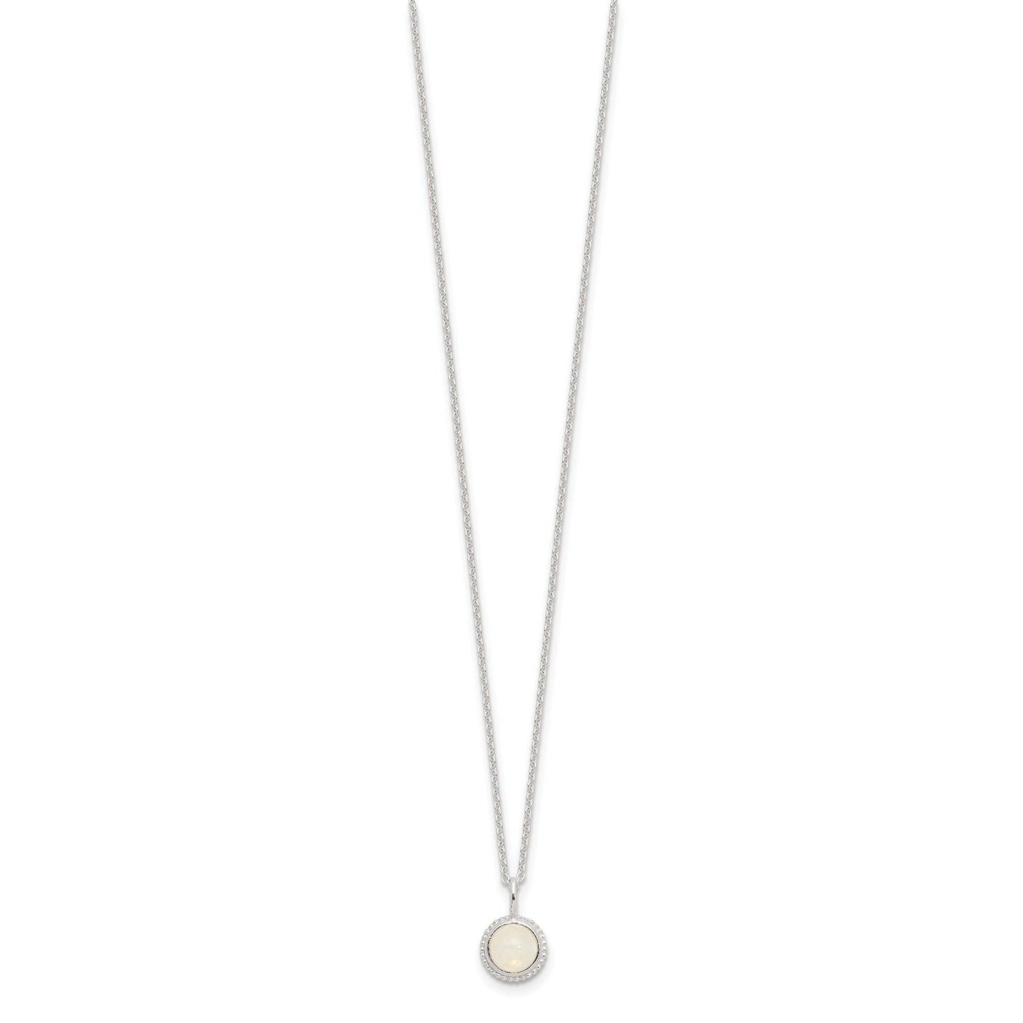 Sterling Silver E-coated Moonstone 17.75in w/2in ext Necklace