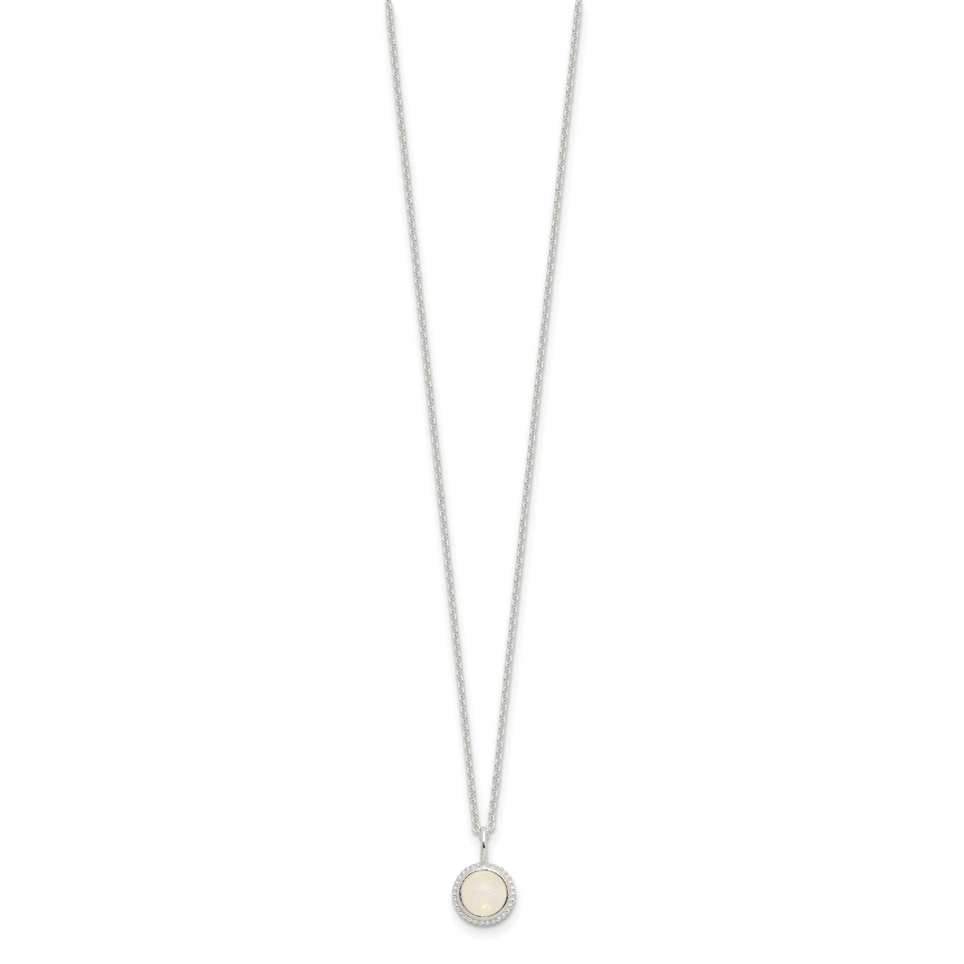 Sterling Silver E-coated Moonstone 17.75in w/2in ext Necklace