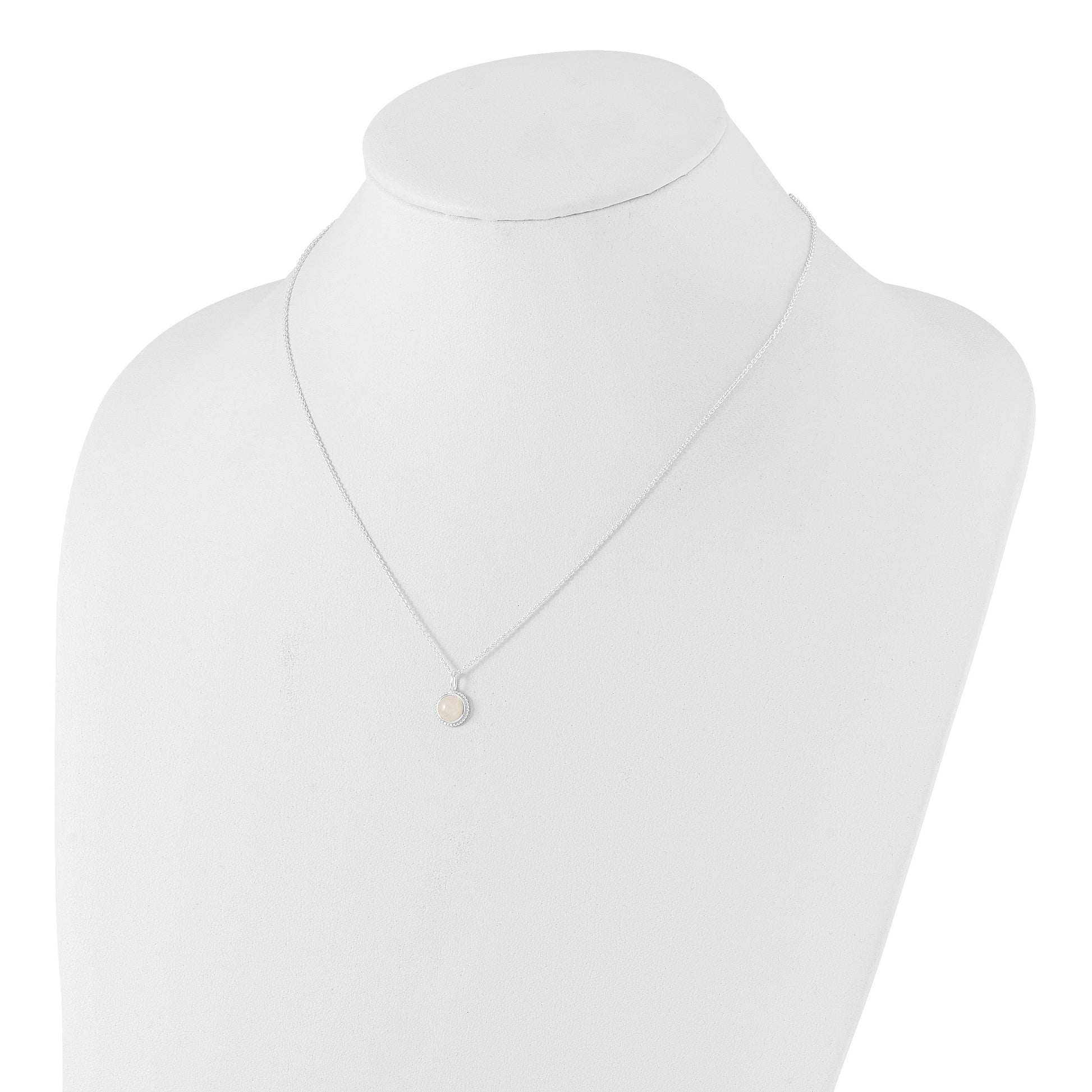 Sterling Silver E-coated Moonstone 17.75in w/2in ext Necklace