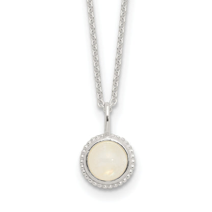 Sterling Silver E-coated Moonstone 17.75in w/2in ext Necklace