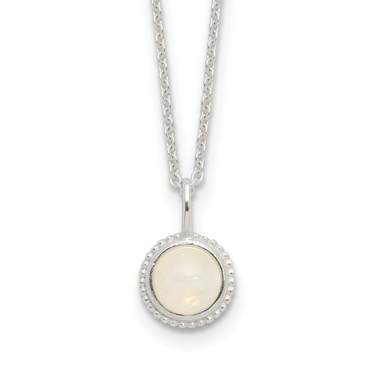 Sterling Silver E-coated Moonstone 17.75in w/2in ext Necklace