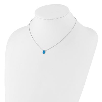 Sterling Silver RH-pl Blu Cr. Opal Oval 16inNecklace w/1.75 ext/Earring Set