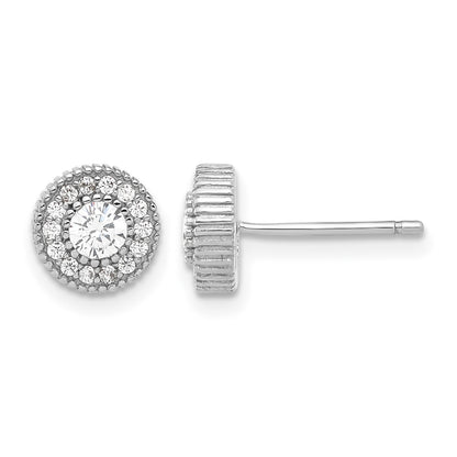 Sterling Silver RH-plated CZ Post Earrings and 16in Necklace w/2in ext Set