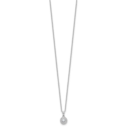 Sterling Silver RH-plated CZ Post Earrings and 16in Necklace w/2in ext Set