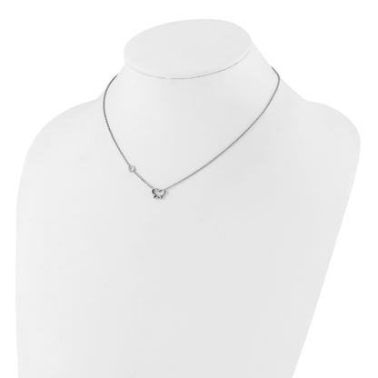 Sterling Silver Rhod-plated CZ & Butterfly w/ 2in Ext. Children's Necklace