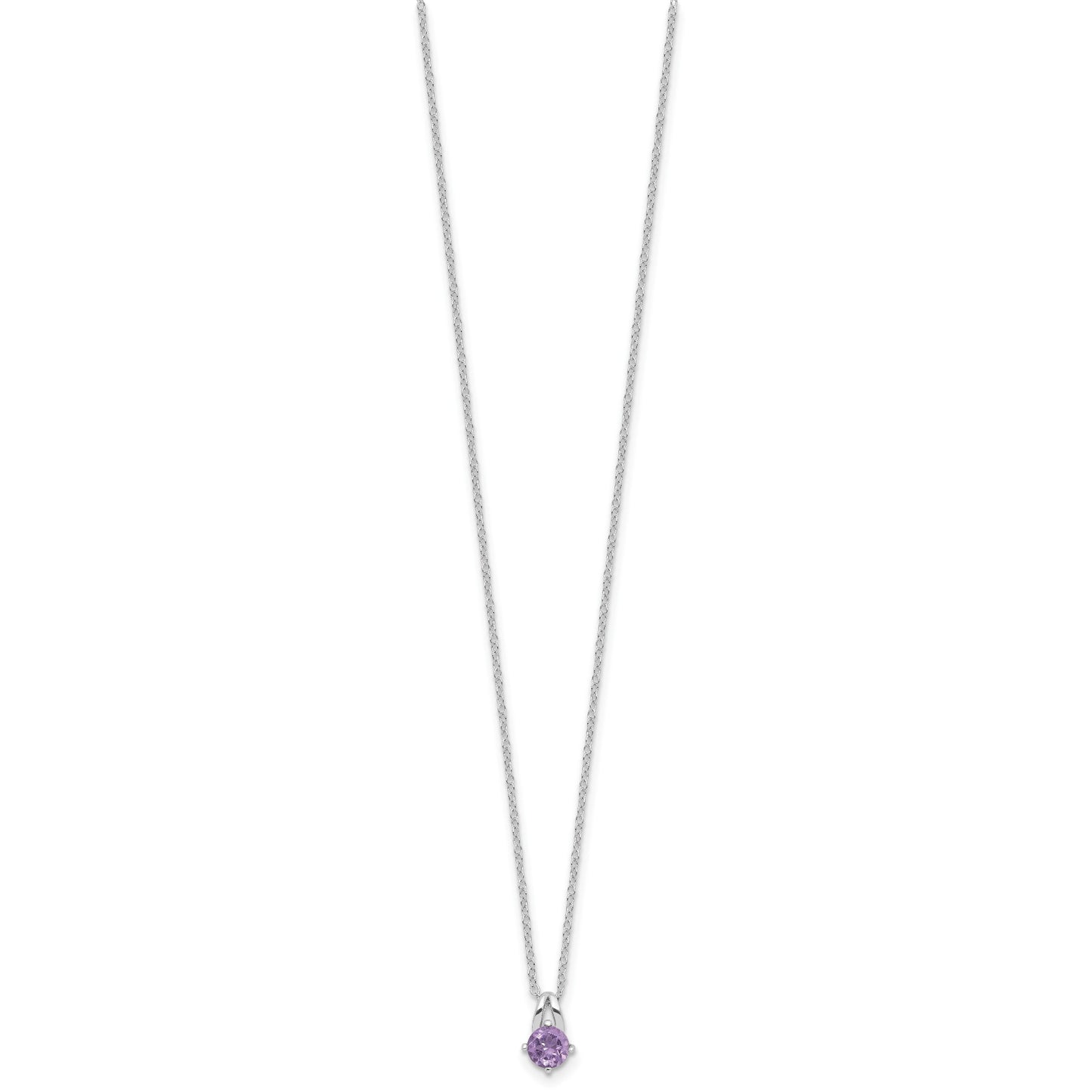 Sterling Silver Rhodium-plated .45AM Amethyst 16in w/2in ext Necklace