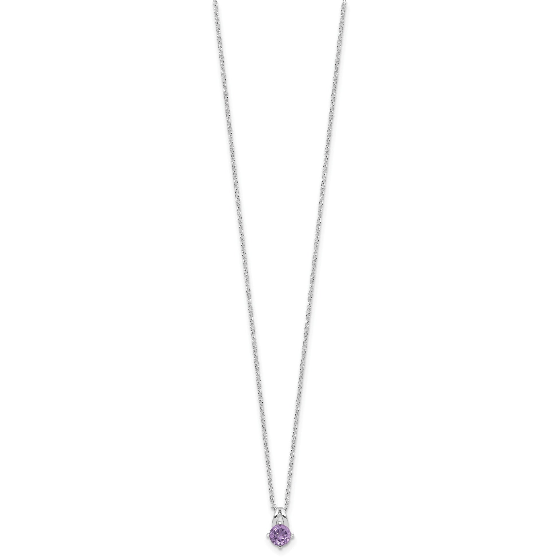Sterling Silver Rhodium-plated .45AM Amethyst 16in w/2in ext Necklace