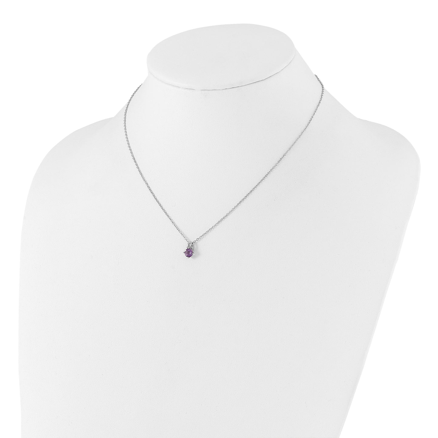 Sterling Silver Rhodium-plated .45AM Amethyst 16in w/2in ext Necklace