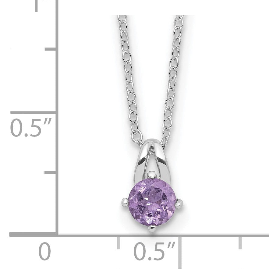 Sterling Silver Rhodium-plated .45AM Amethyst 16in w/2in ext Necklace
