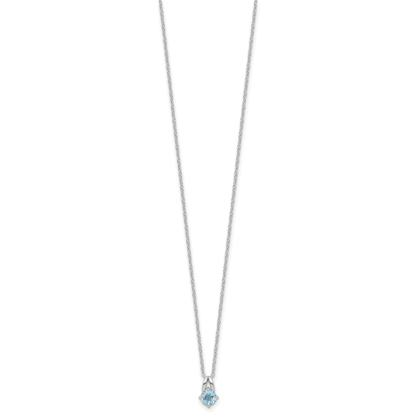 Sterling Silver Rhodium-plated .59BT Blue Topaz 16in w/2in ext Necklace
