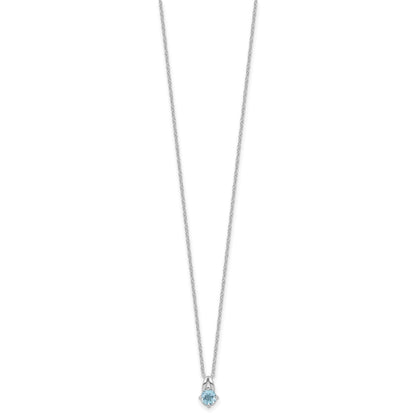Sterling Silver Rhodium-plated .59BT Blue Topaz 16in w/2in ext Necklace