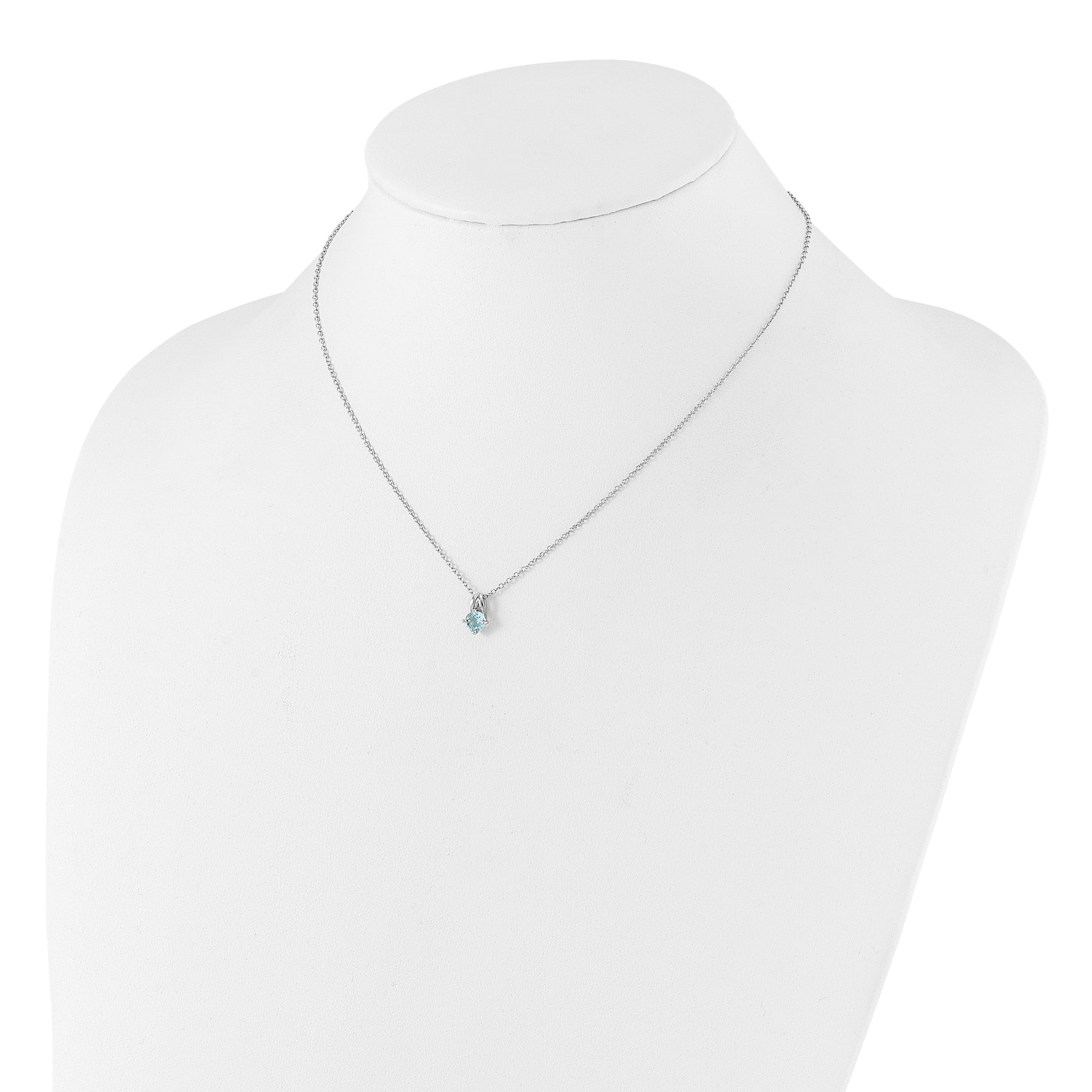 Sterling Silver Rhodium-plated .59BT Blue Topaz 16in w/2in ext Necklace