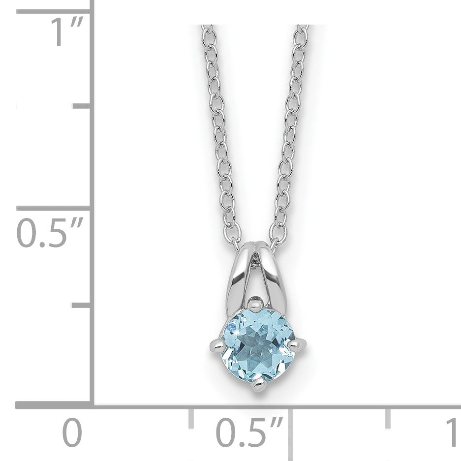 Sterling Silver Rhodium-plated .59BT Blue Topaz 16in w/2in ext Necklace