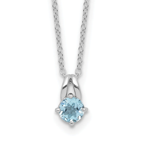 Sterling Silver Rhodium-plated .59BT Blue Topaz 16in w/2in ext Necklace
