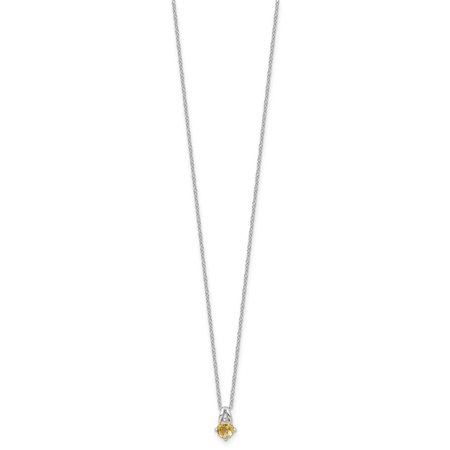 Sterling Silver Rhodium-plated .45CI Citrine 16in w/2in ext Necklace