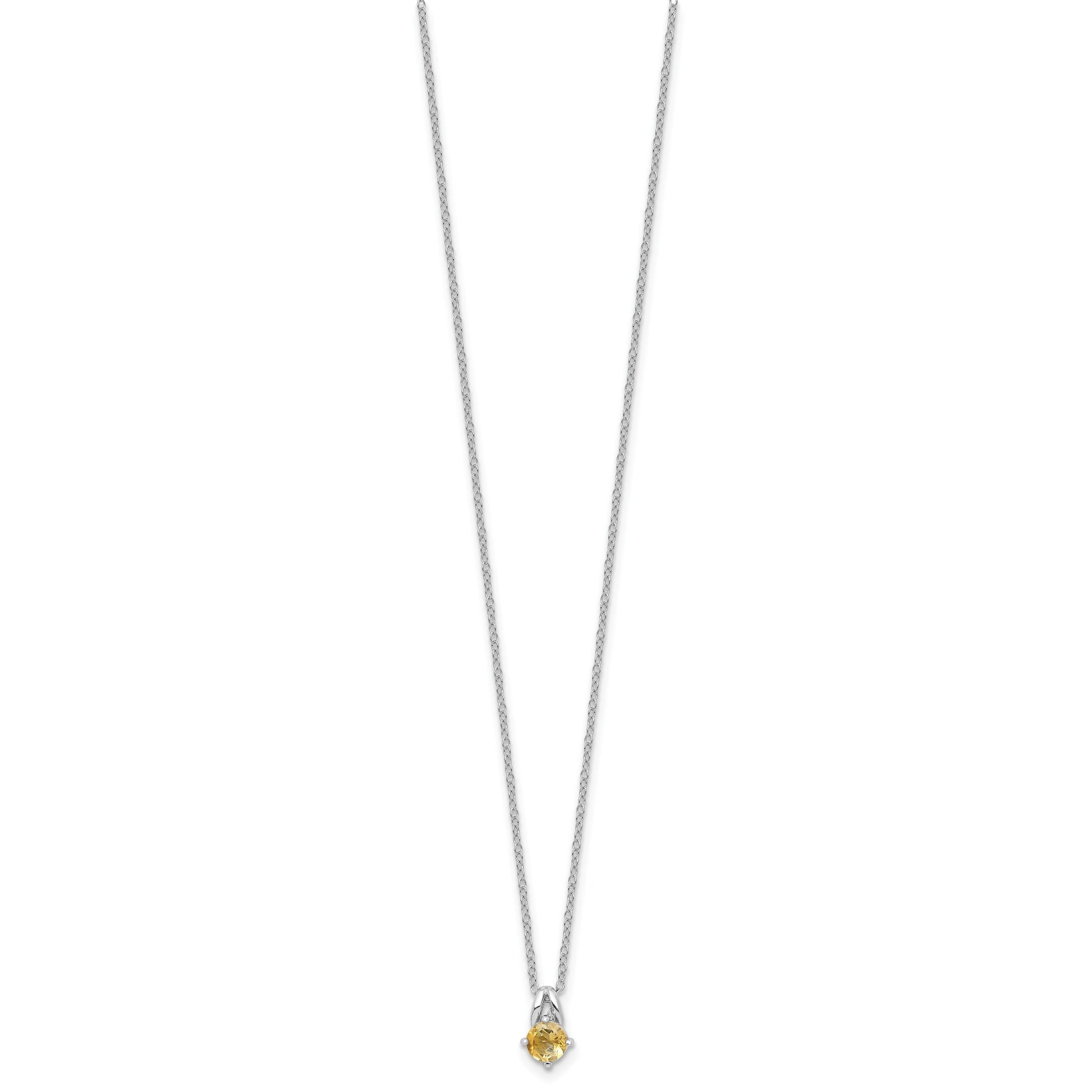 Sterling Silver Rhodium-plated .45CI Citrine 16in w/2in ext Necklace