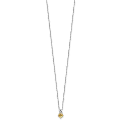 Sterling Silver Rhodium-plated .45CI Citrine 16in w/2in ext Necklace