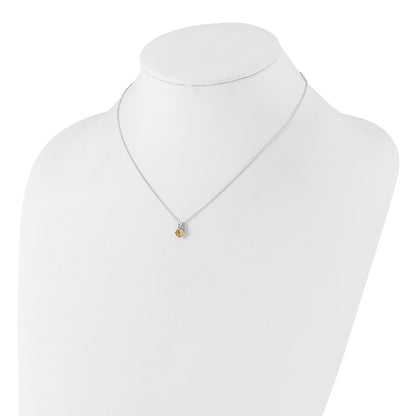 Sterling Silver Rhodium-plated .45CI Citrine 16in w/2in ext Necklace