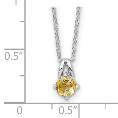 Sterling Silver Rhodium-plated .45CI Citrine 16in w/2in ext Necklace