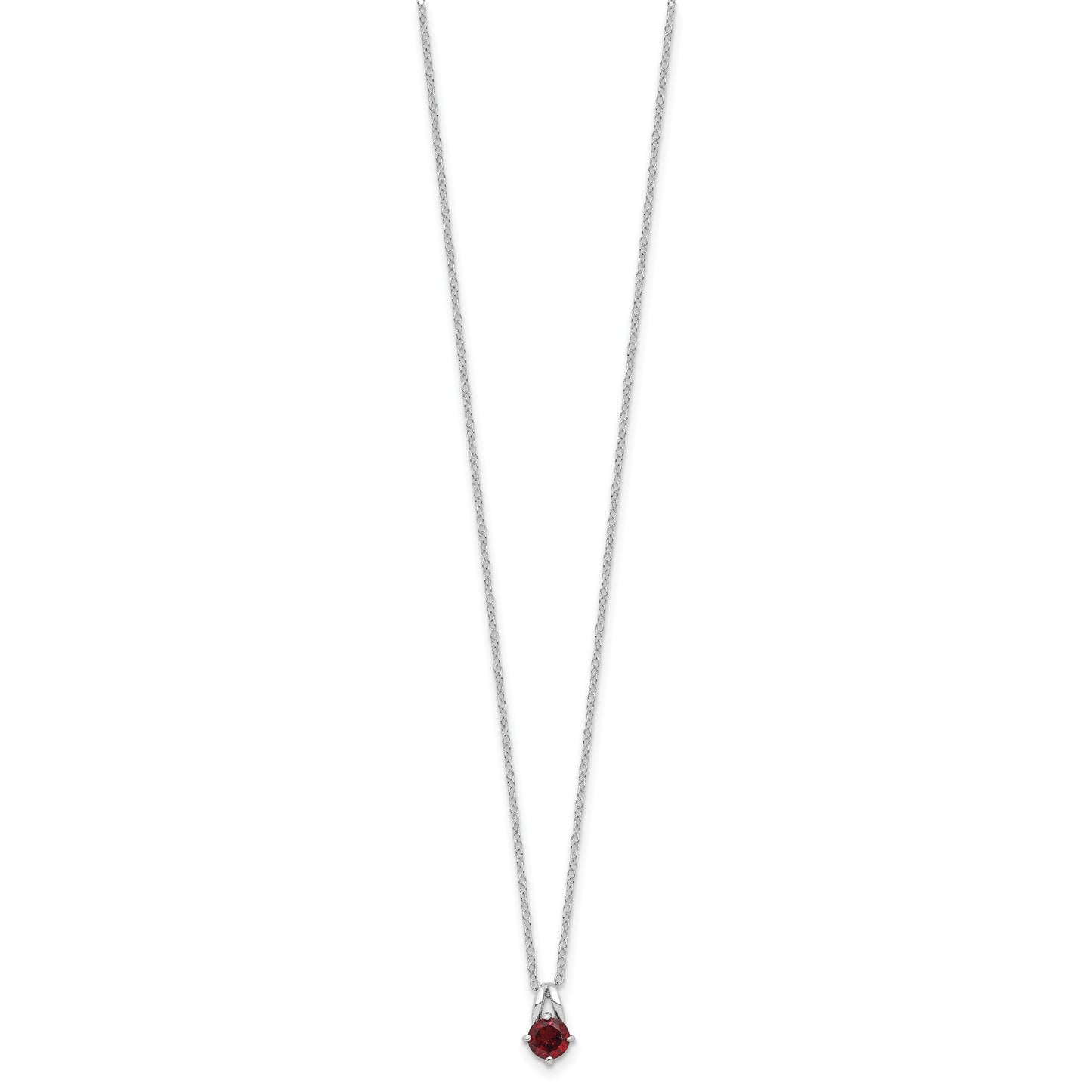 Sterling Silver Rhodium-plated .6GA Garnet 16in w/1in ext Necklace