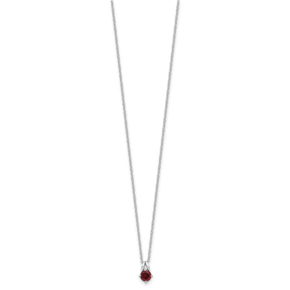 Sterling Silver Rhodium-plated .6GA Garnet 16in w/1in ext Necklace