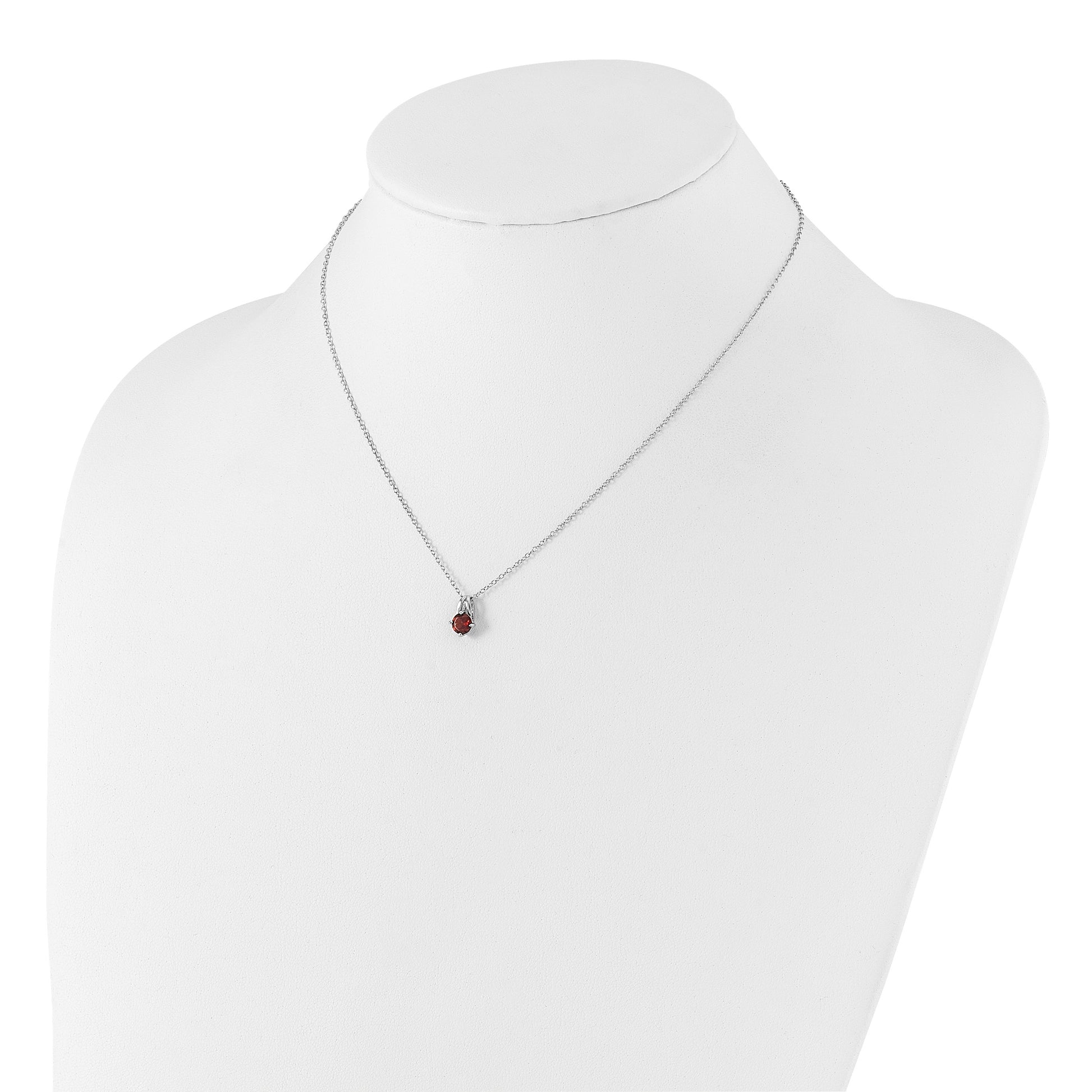 Sterling Silver Rhodium-plated .6GA Garnet 16in w/1in ext Necklace