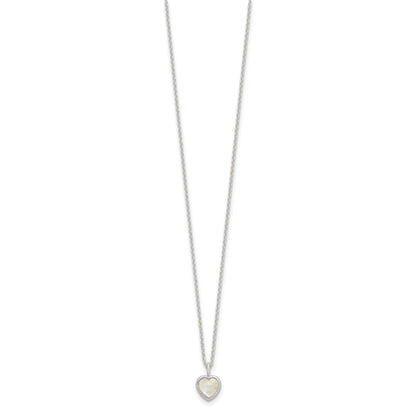 Sterling Silver E-coated Moonstone Heart 18in w/2in ext Necklace