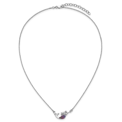 Sterling Silver Rh-plated Crystal Mermaid 17.25 w/2in Necklace