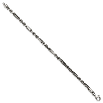 Sterling Silver Antiqued 4.4mm Milano / Figarope Mens 8 inch Bracelet