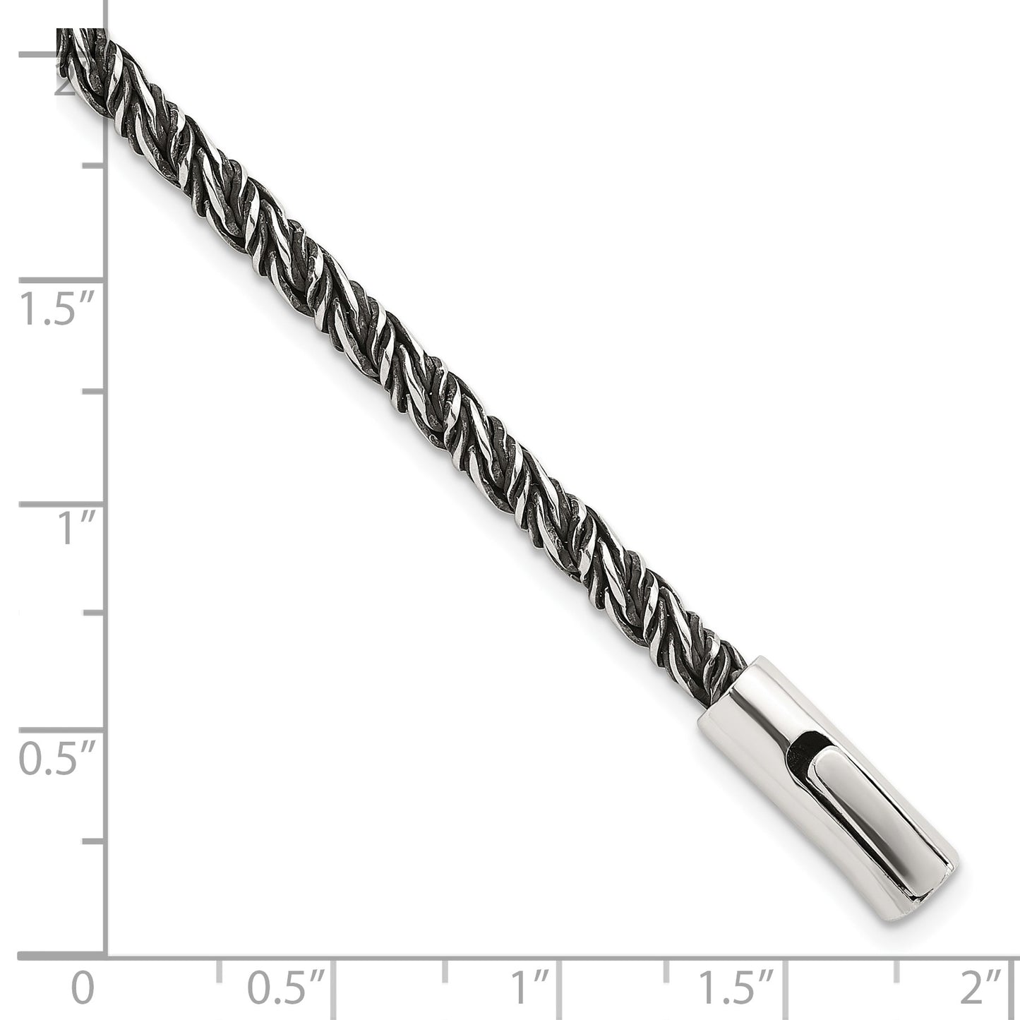 Sterling Silver Antiqued Polished 3.75mm Twisted Franco Chain 8 inch Bracelet
