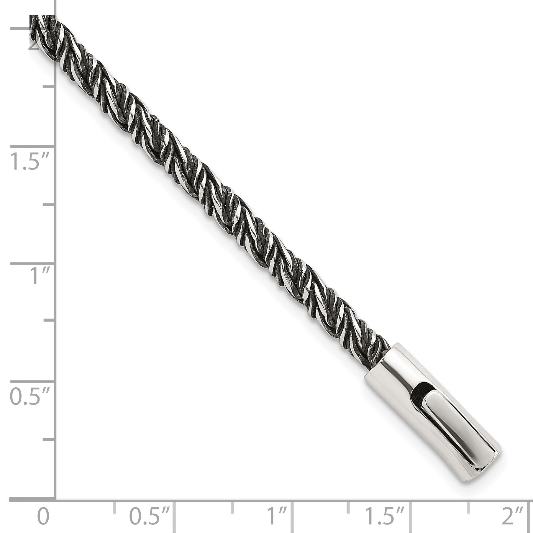 Sterling Silver Antiqued Polished 3.75mm Twisted Franco Chain 8 inch Bracelet