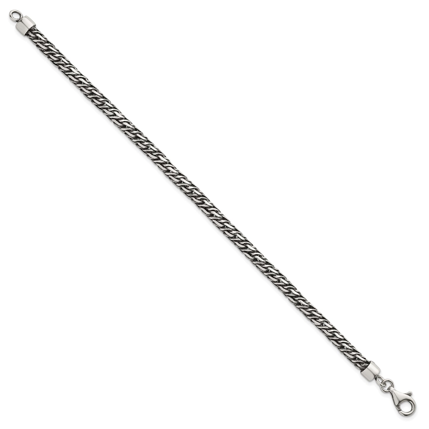 Sterling Silver Rhodium-plated Polished and Antiqued 4.8mm Fancy Link 8 Inch Bracelet