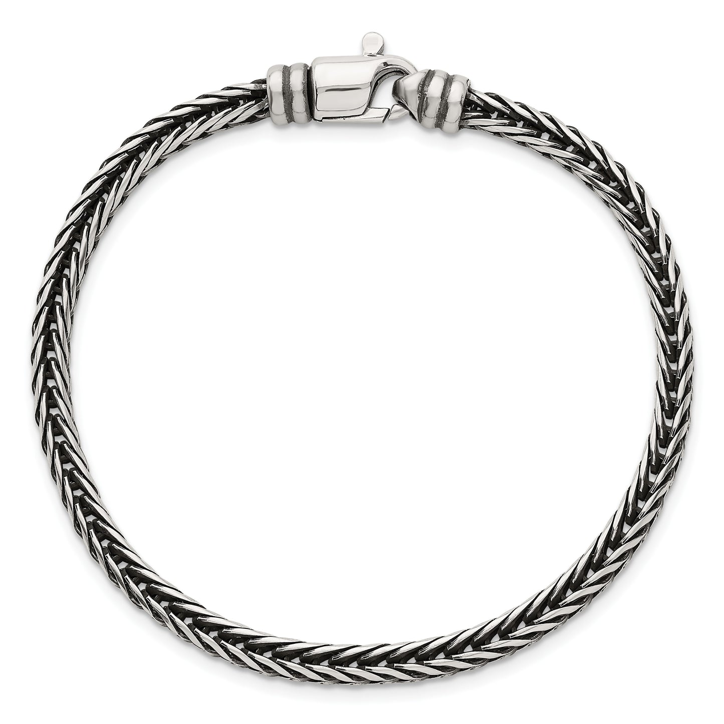 Sterling Silver Antiqued Polished 4.25mm Franco Chain 8 inch Bracelet