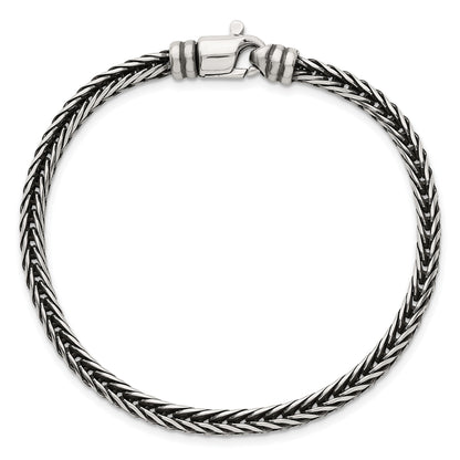 Sterling Silver Antiqued Polished 4.25mm Franco Chain 8 inch Bracelet