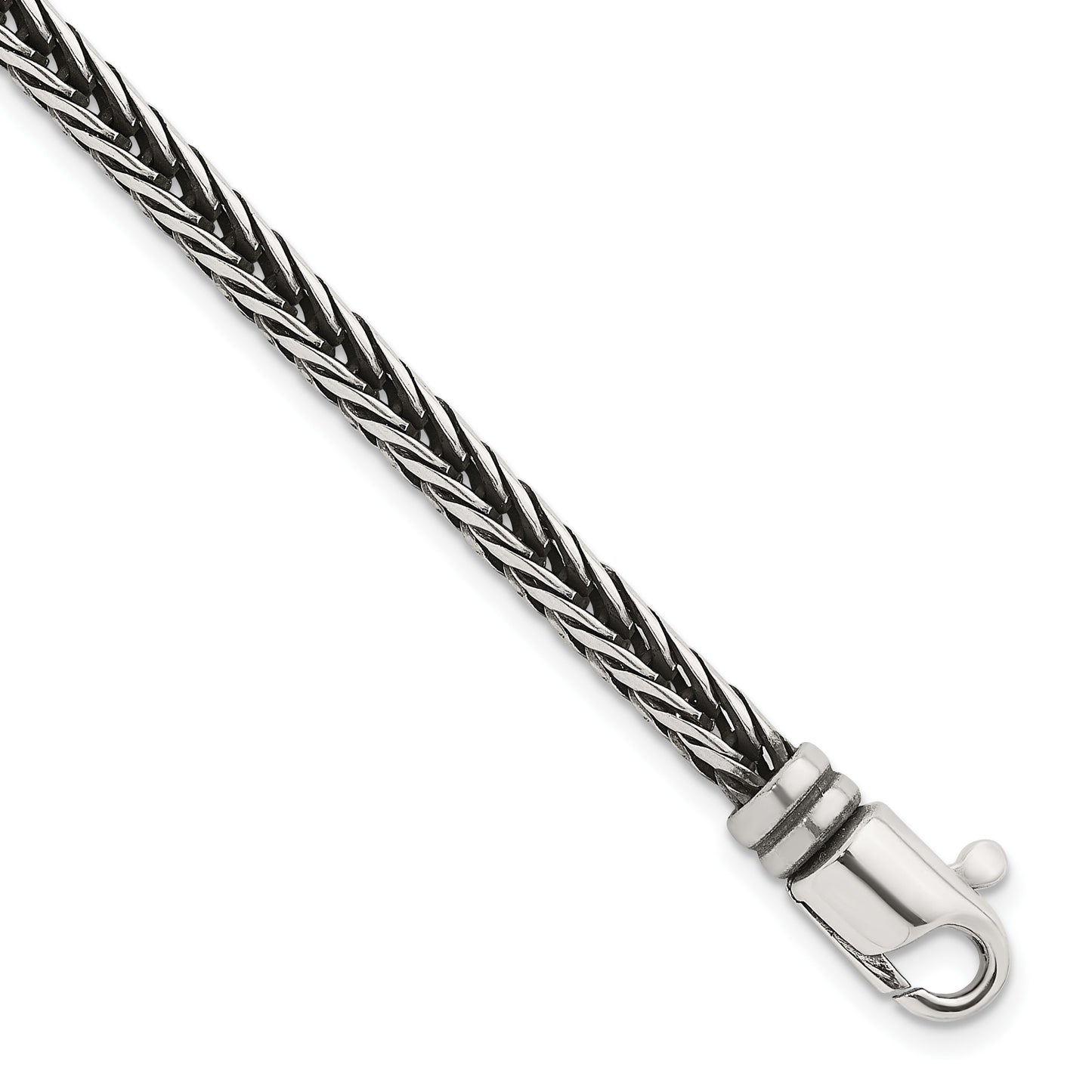 Sterling Silver Antiqued Polished 4.25mm Franco Chain 8 inch Bracelet