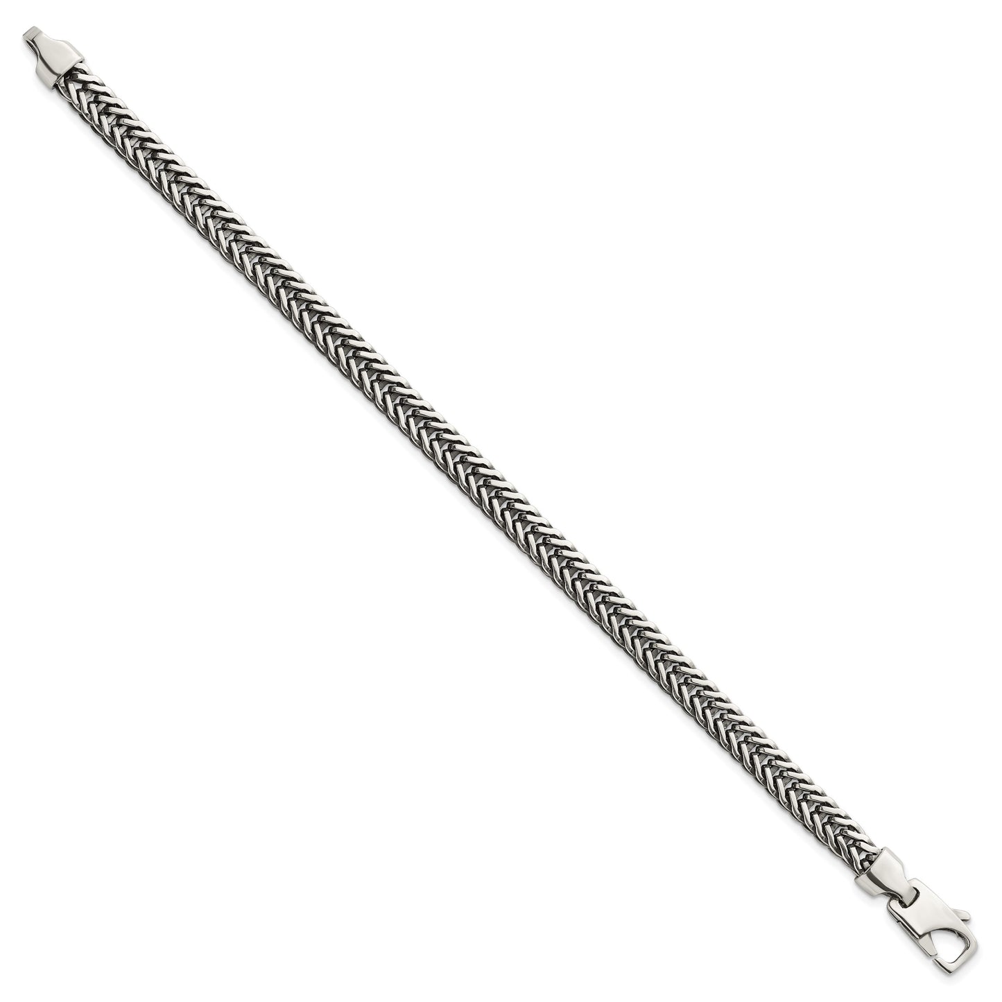 Sterling Silver Antiqued Polished 6mm Wheat Chain 8 inch Bracelet
