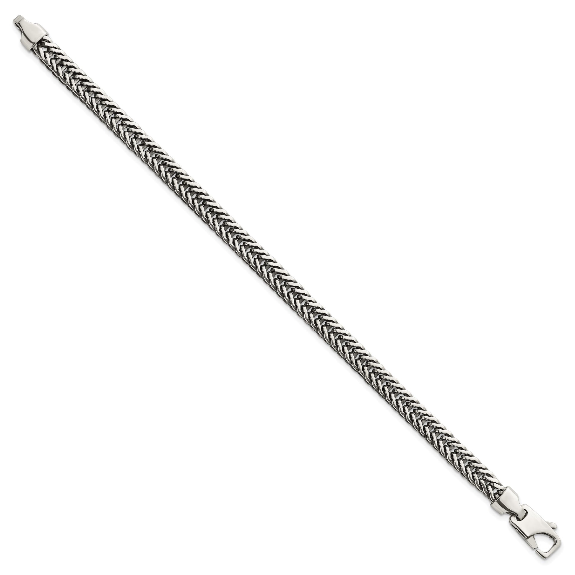 Sterling Silver Antiqued Polished 6mm Wheat Chain 8 inch Bracelet