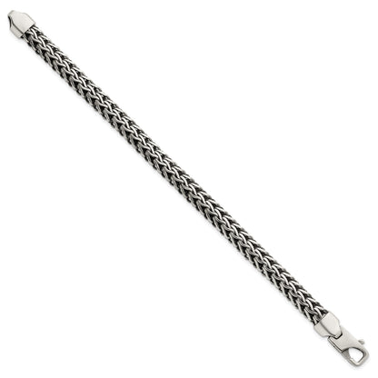Sterling Silver Antiqued Polished 8.25mm Fancy Chain 7.75 inch Bracelet