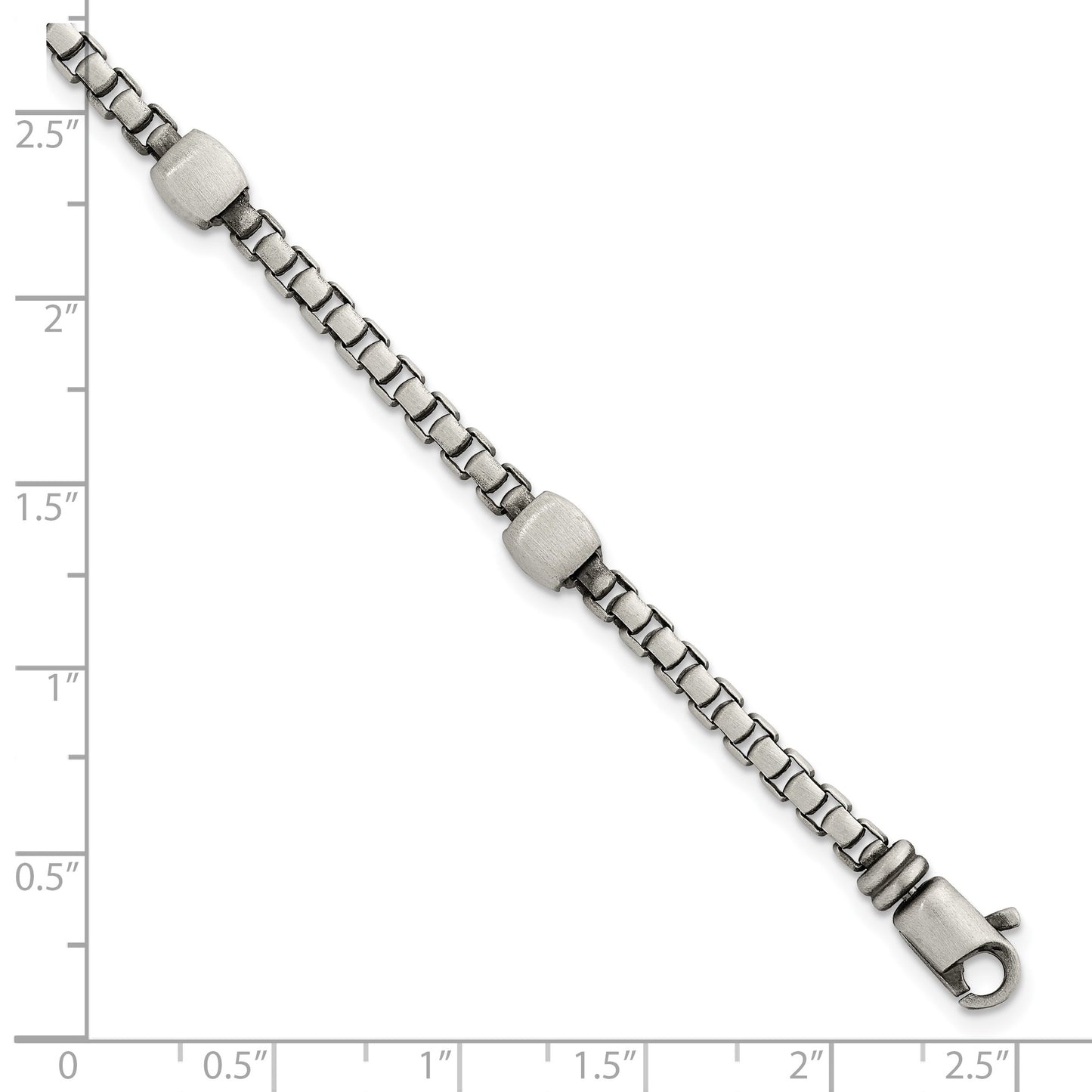 Sterling Silver Black Ruthenium-plated Brushed Box Chain and Beads Mens 8.5 inch Bracelet