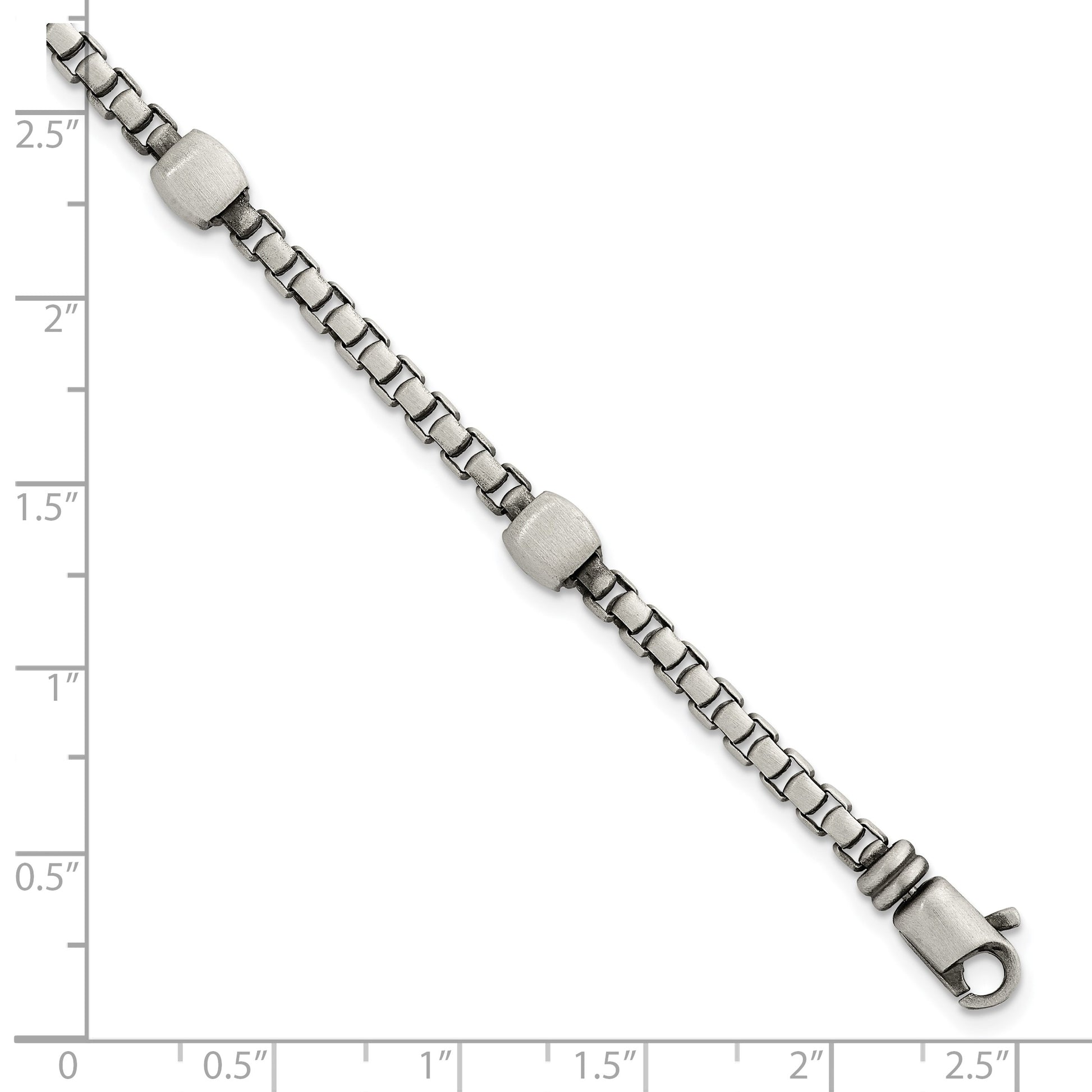 Sterling Silver Black Ruthenium-plated Brushed Box Chain and Beads Mens 8.5 inch Bracelet