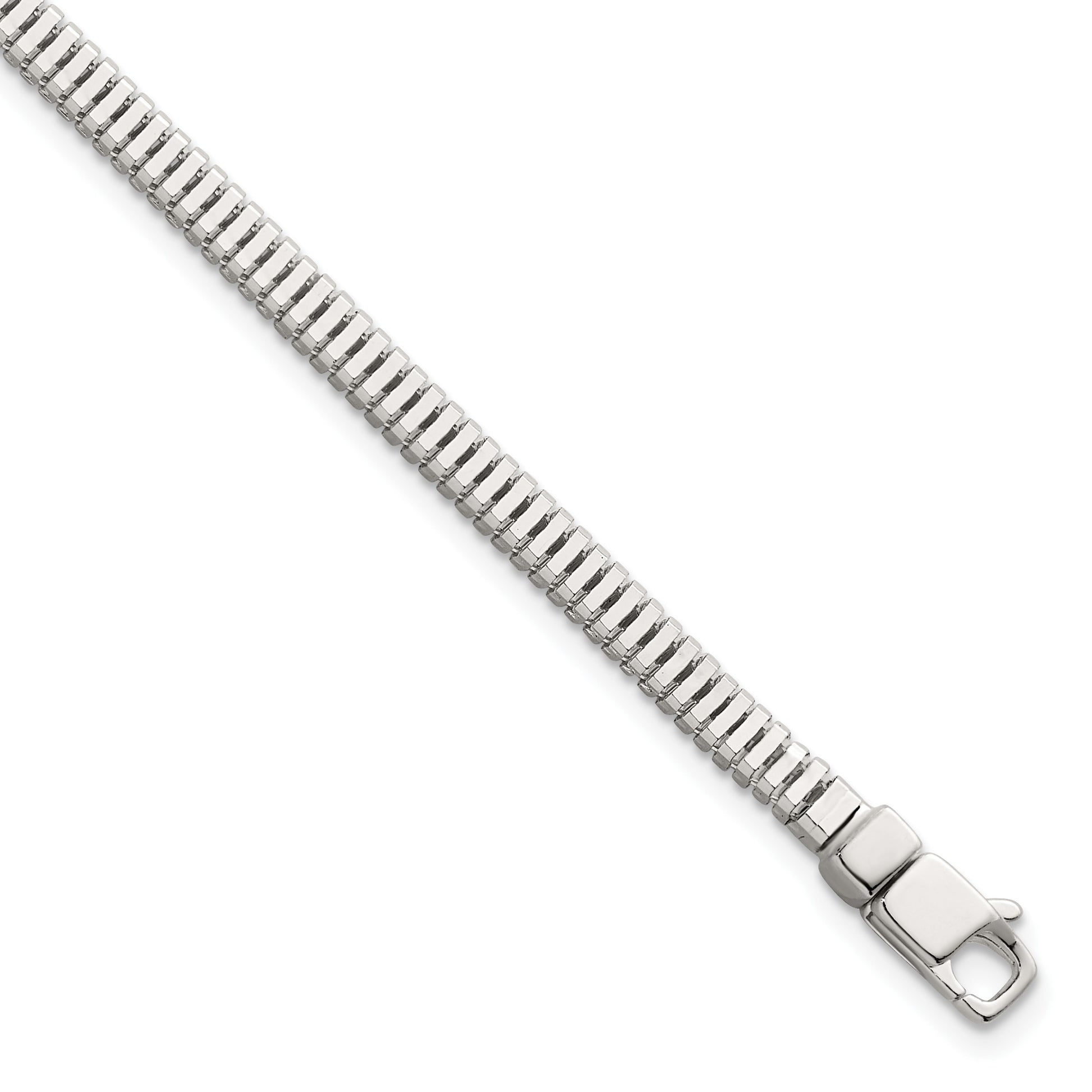 Sterling Silver Polished Fancy 3.5mm Square Snake Link 8 Inch Bracelet