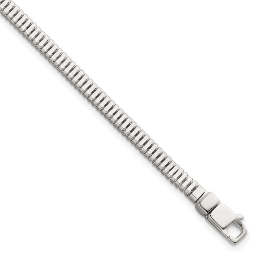 Sterling Silver Polished Fancy 3.5mm Square Snake Link 8 Inch Bracelet
