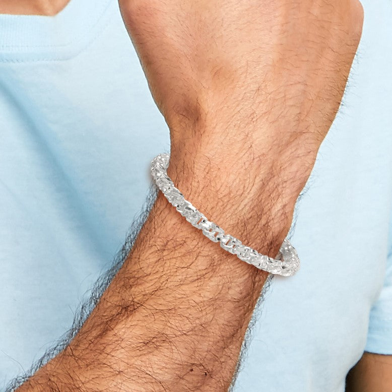 Sterling Silver Polished 5.65mm Fancy Link 7.5 Inch Bracelet