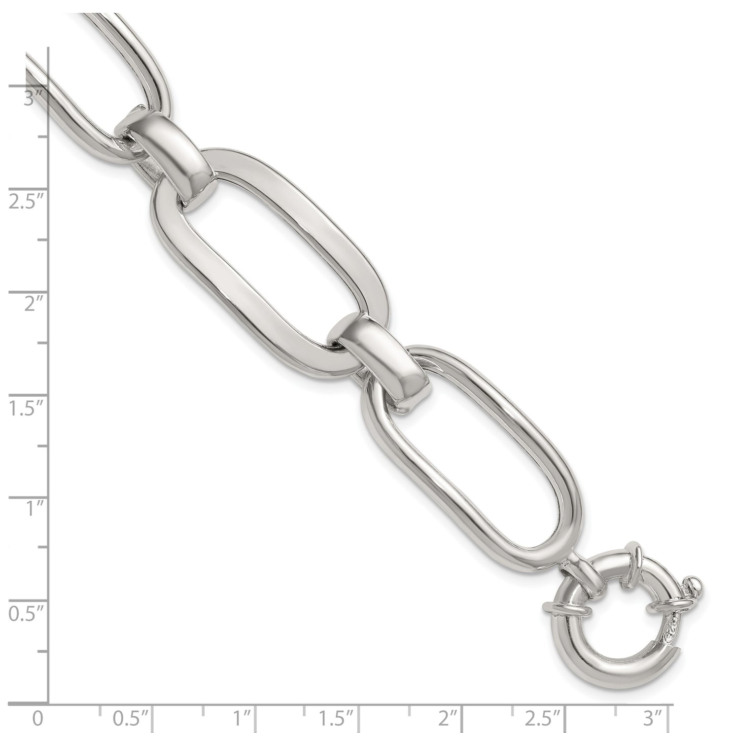 Sterling Silver Polished Long Oval and Round Link 7.5 inch Bracelet