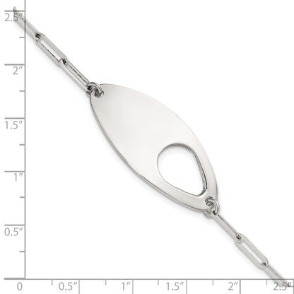 Sterling Silver Fancy Geometric Center with Paperclip Link 7 inch with 0.5 inch Extension Bracelet
