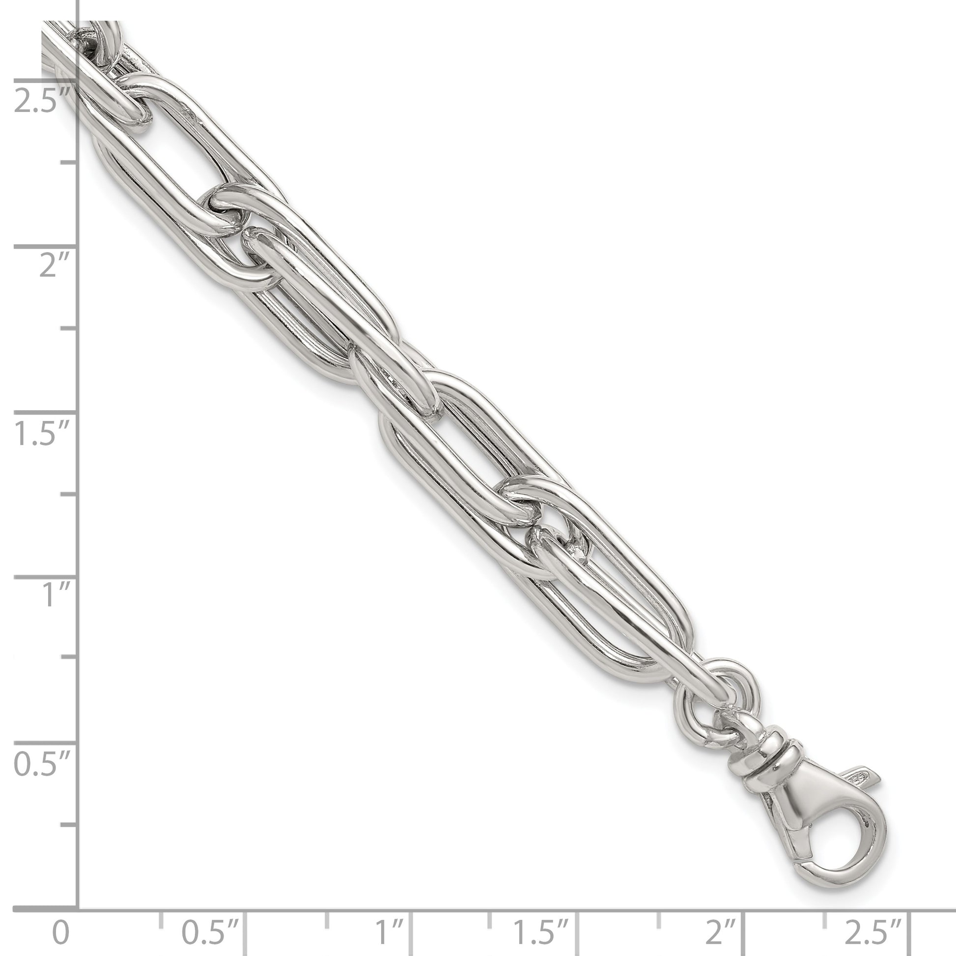 Sterling Silver Polished Oval Double Link 7.5 inch with 1 inch Extender Bracelet