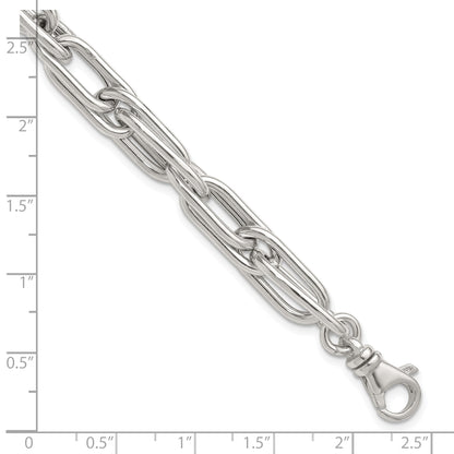 Sterling Silver Polished Oval Double Link 7.5 inch with 1 inch Extender Bracelet