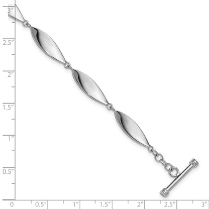 Sterling Silver Rhodium-plated Polished Twisted Ovals 7.5 inch Toggle Bracelet