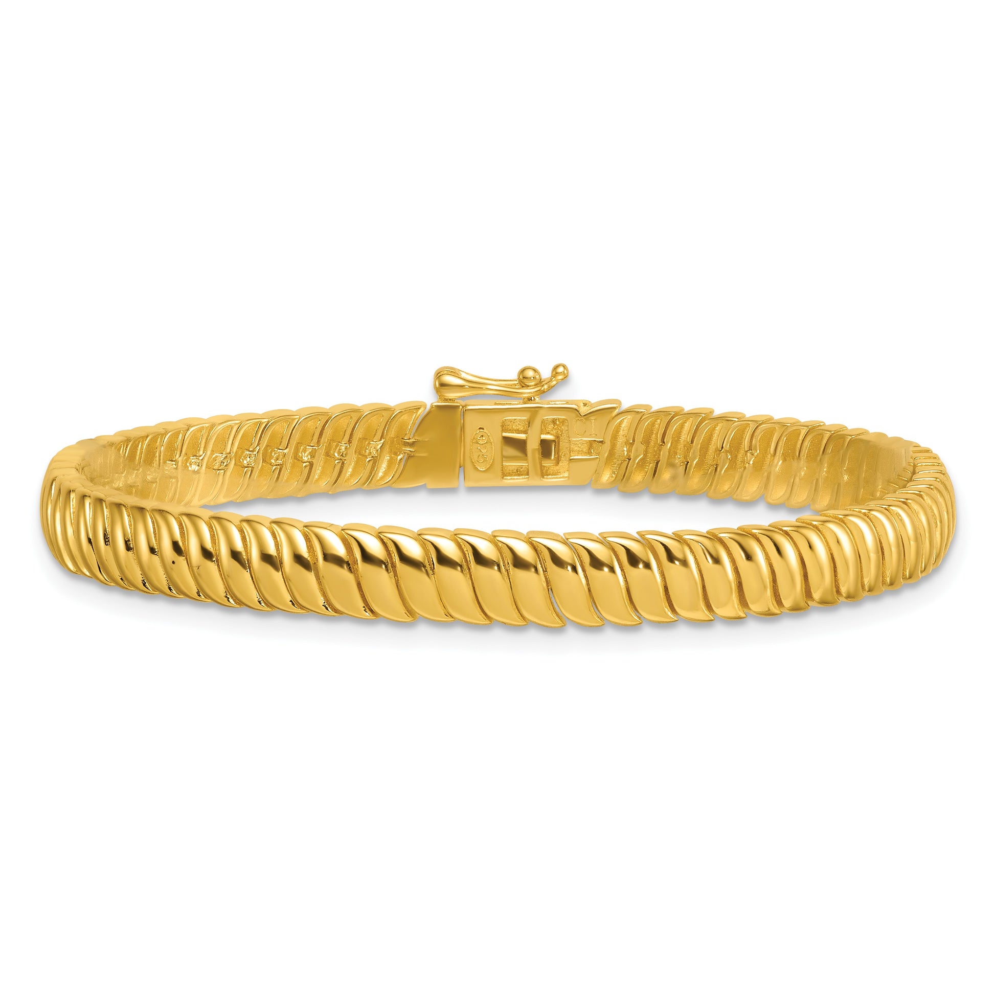 Sterling Silver Gold-Tone Polished Fancy 5.8mm S-Link 7 Inch Bracelet